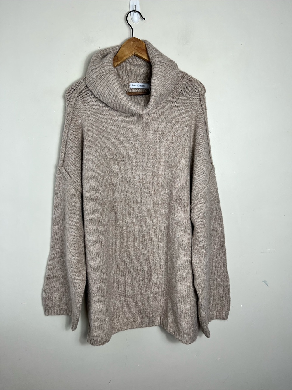 PRETTYGARDEN Cozy Oversized Mock Neck Sweater in Taupe Size Large NWT Super Soft - Picture 2 of 11